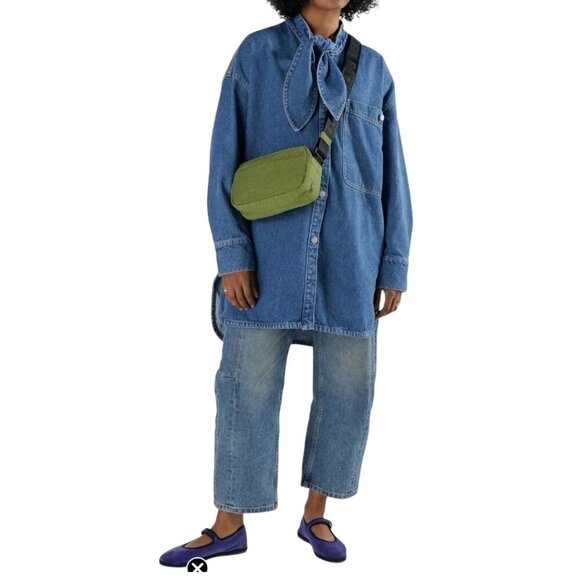 New Baggu Avocado Green Nylon Camera Crossbody Bag With Logo Strap Minimalist - Picture 2 of 11